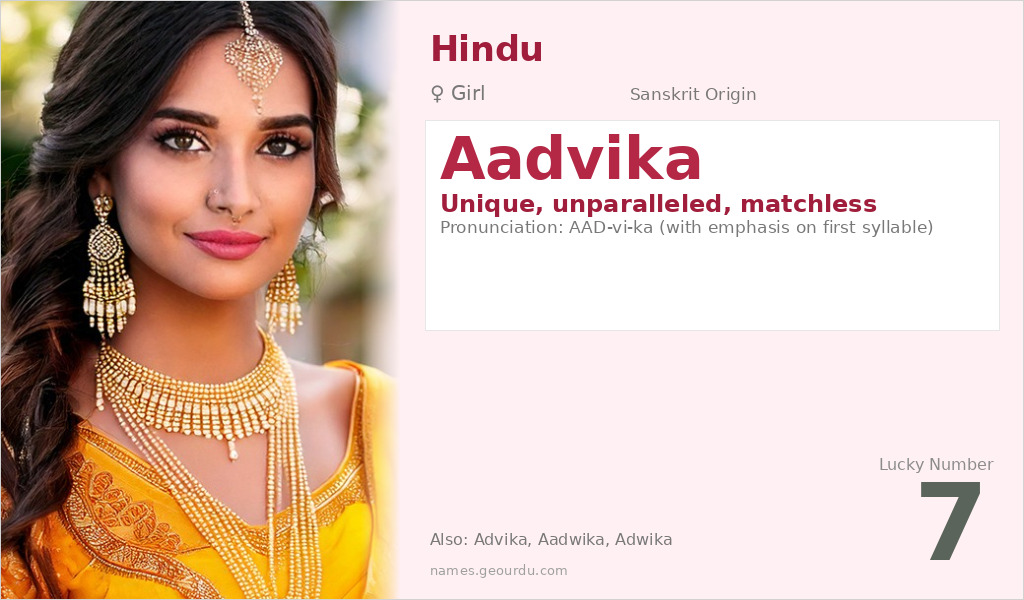 Aadvika Name Meaning and Details