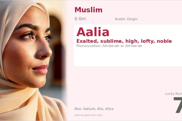 Aalia Name Meaning — Arabic Origin, Girl Name & Details (2025)