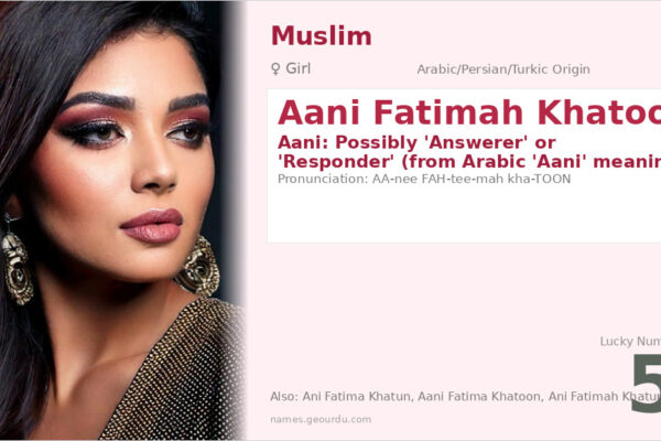 Aani Fatimah Khatoon Meaning — Arabic/Persian Origin & Details (2025)