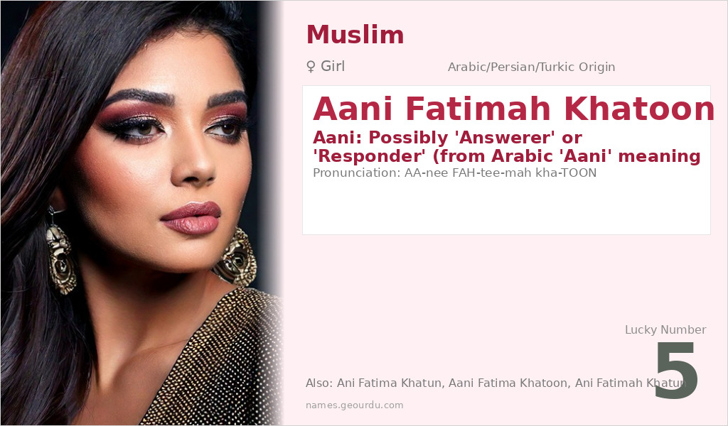 Aani Fatimah Khatoon Name Meaning and Details