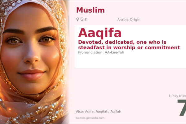 Aaqifa Name Meaning — Arabic Origin, Girl Name & Details (2025)