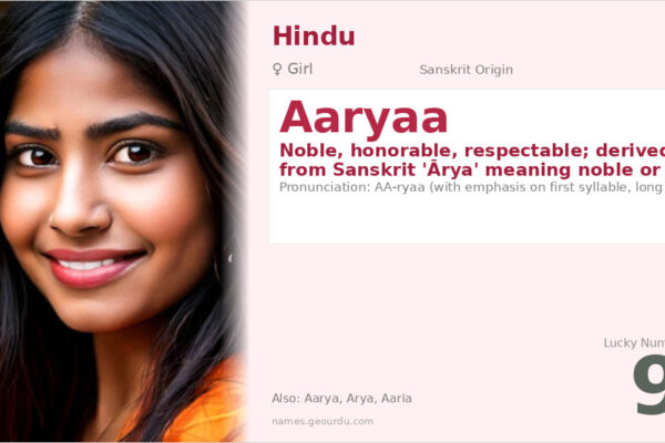 Aaryaa Name Meaning — Sanskrit Origin, Girl Name & Details (2025)
