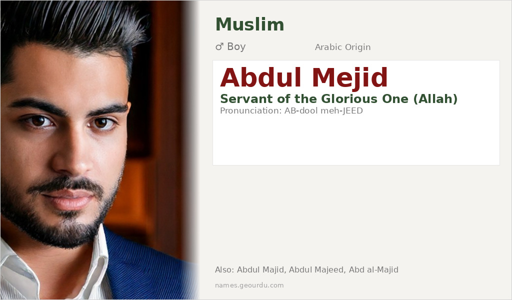 Abdul Mejid Name Meaning and Details