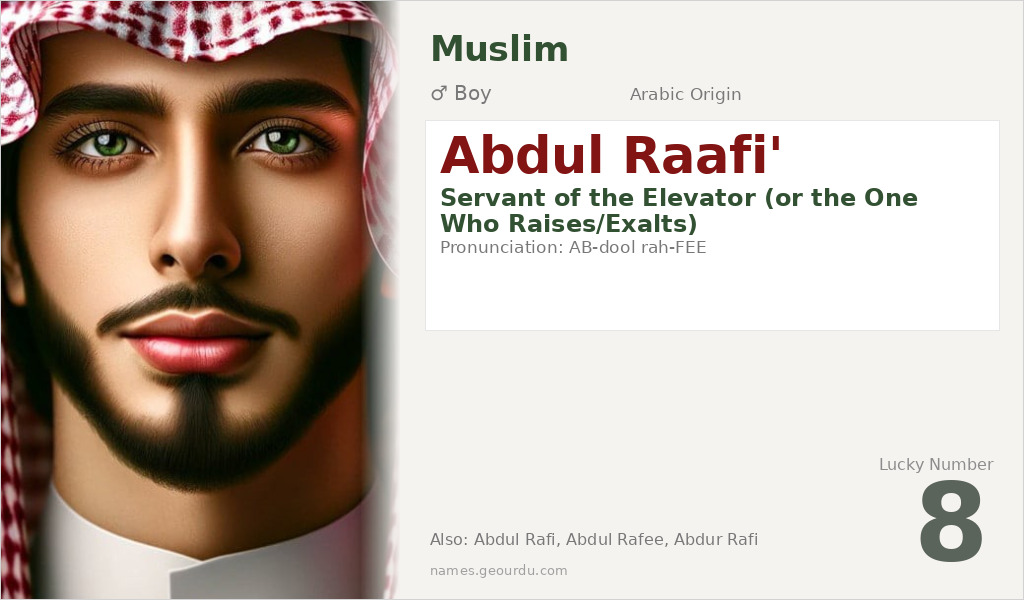 Abdul Raafi' Name Meaning and Details