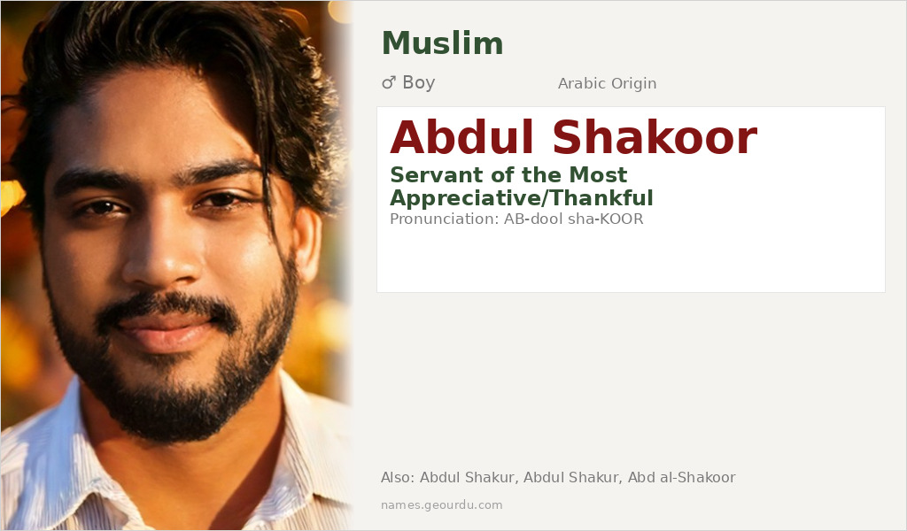 Abdul Shakoor Name Meaning and Details