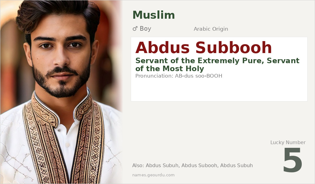 Abdus Subbooh Name Meaning and Details