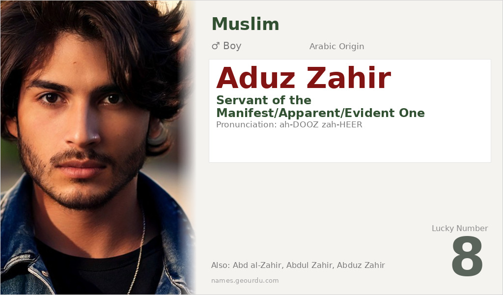 Aduz Zahir Name Meaning and Details