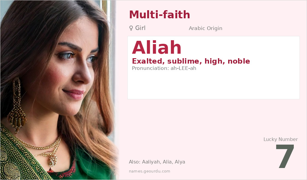 Aliah Name Meaning and Details