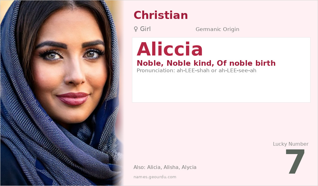 Aliccia Name Meaning and Details