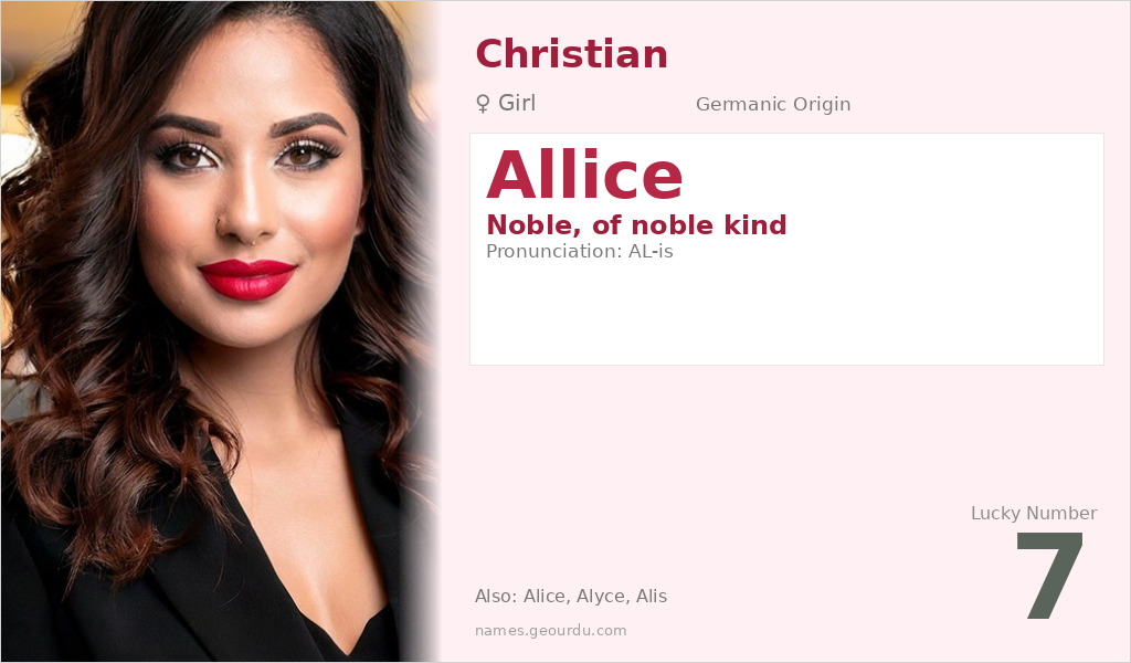 Allice Name Meaning and Details