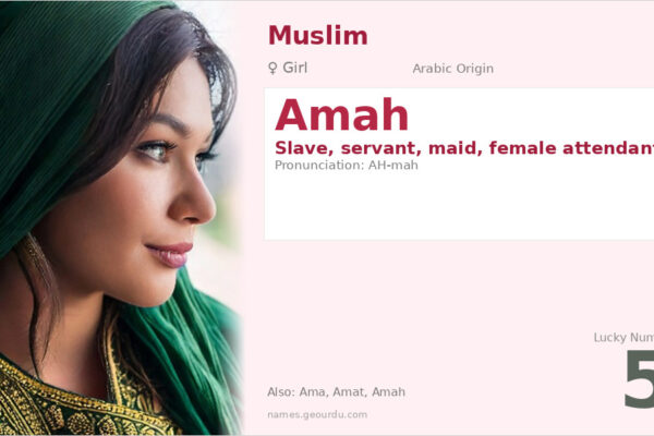 Amah Name Meaning — Arabic Origin, Girl Name & Historical Significance (2025)