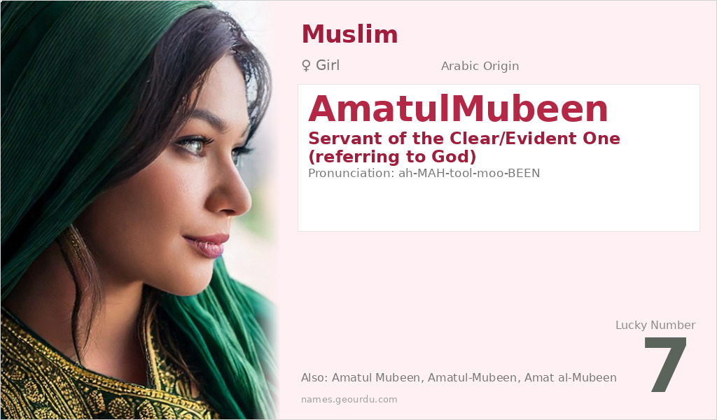 AmatulMubeen Name Meaning and Details