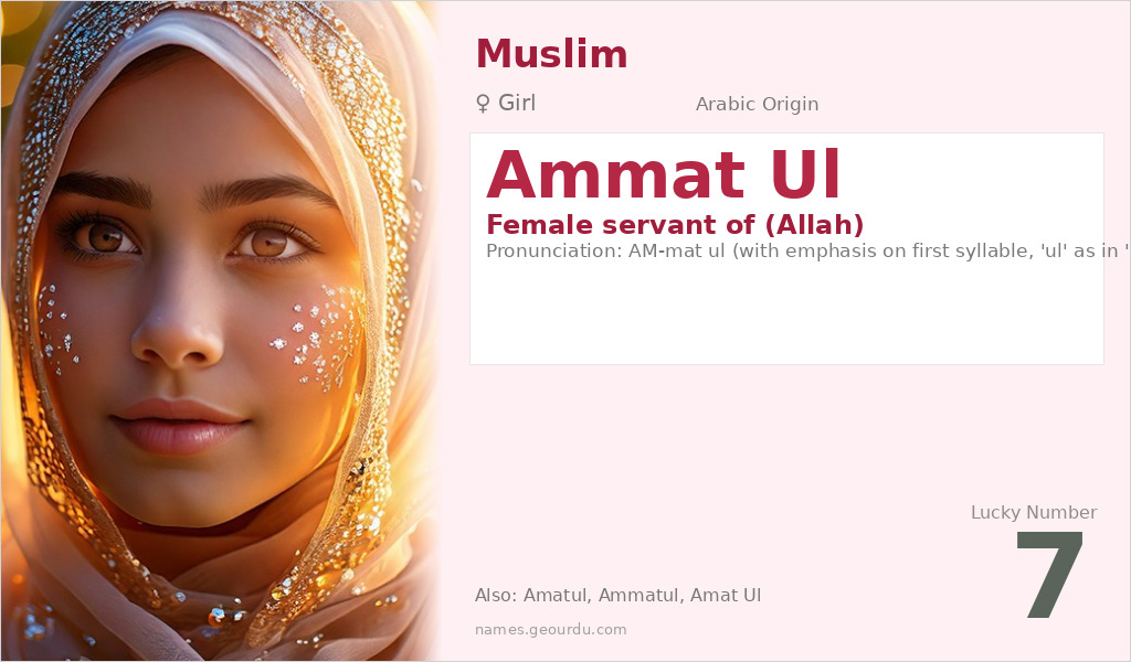 Ammat Ul Name Meaning and Details
