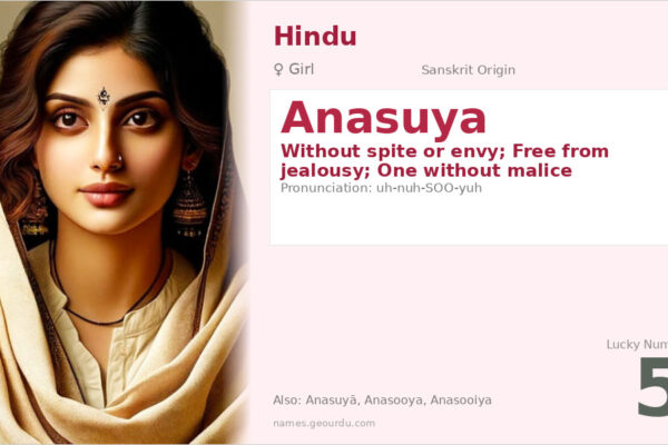 Anasuya Name Meaning — Sanskrit Origin, Girl Name & Details (2025)