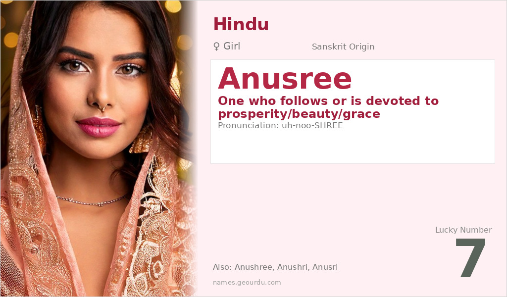Anusree Name Meaning and Details