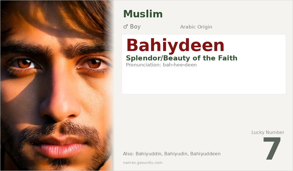 Bahiydeen Name Meaning and Details