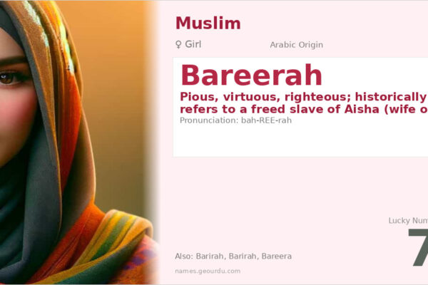 Bareerah Name Meaning — Arabic Origin, Girl Name & Islamic History (2025)