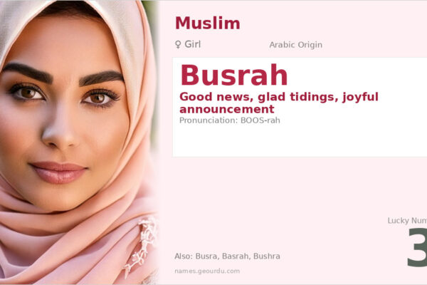 Busrah Name Meaning — Arabic Origin, Girl Name & Details (2025)