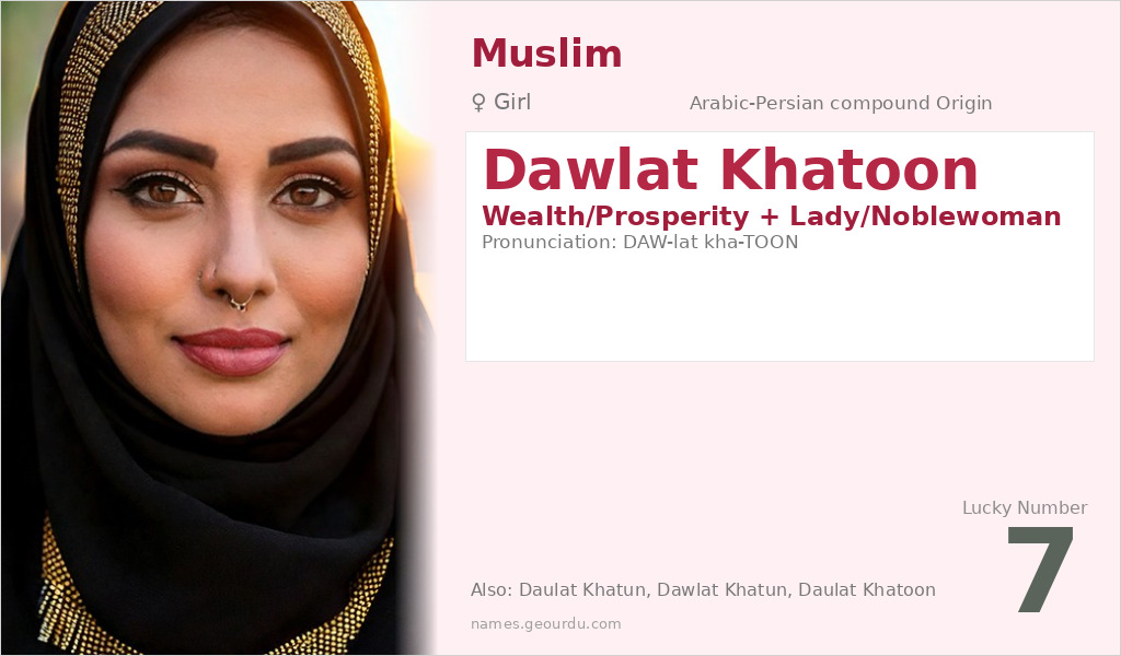 Dawlat Khatoon Name Meaning and Details
