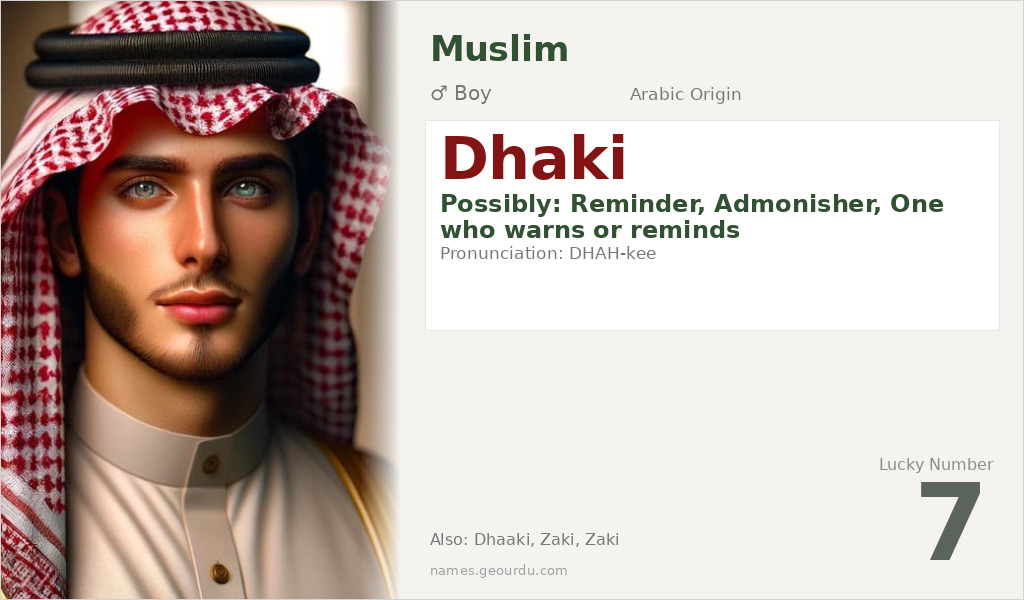 Dhaki Name Meaning and Details