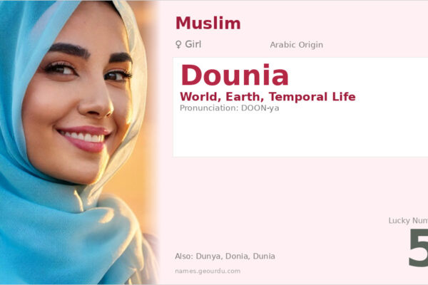 Dounia Name Meaning — Arabic Origin, Girl Name & Details (2025)