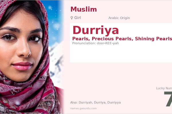 Durriya Name Meaning — Origin, Gender & Details (2025)