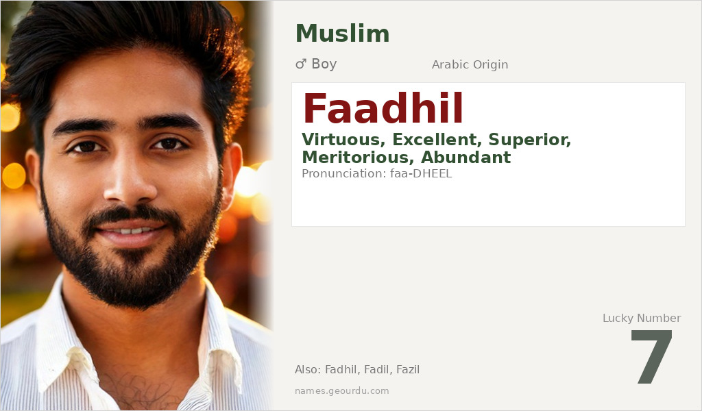 Faadhil Name Meaning and Details