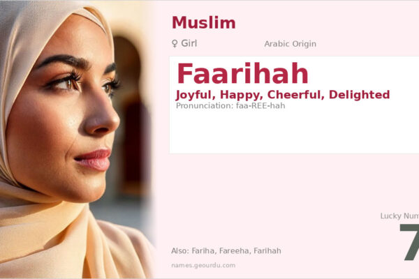 Faarihah Name Meaning — Arabic Origin, Girl & Details (2025)