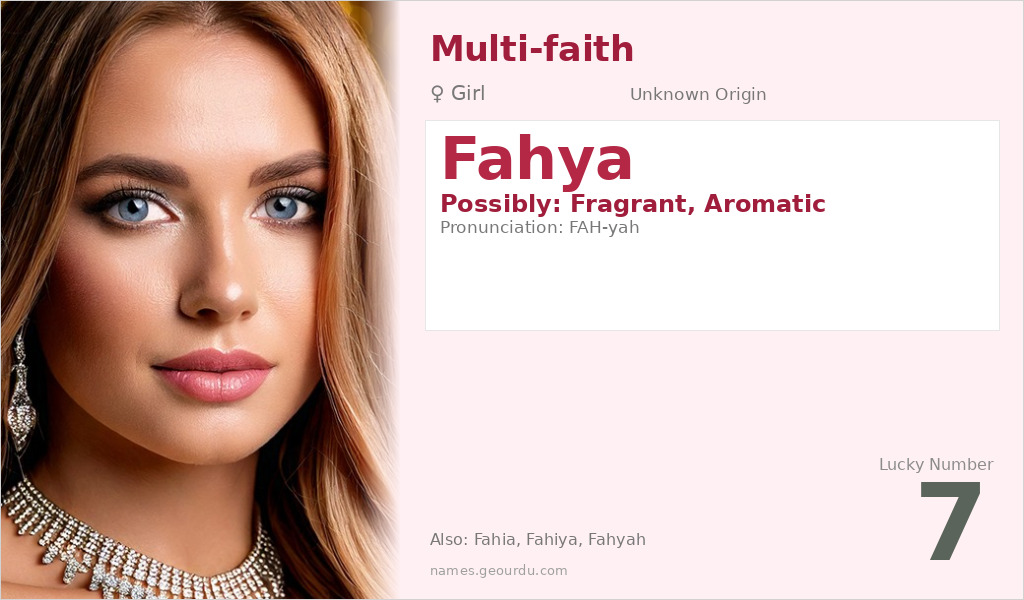 Fahya Name Meaning and Details