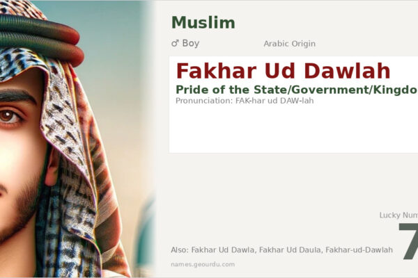 Fakhar Ud Dawlah Meaning — Arabic Origin, Boy Name & Details (2025)