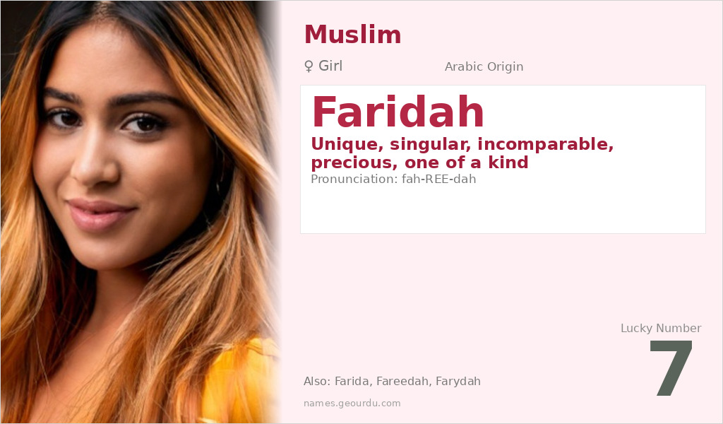 Faridah Name Meaning and Details