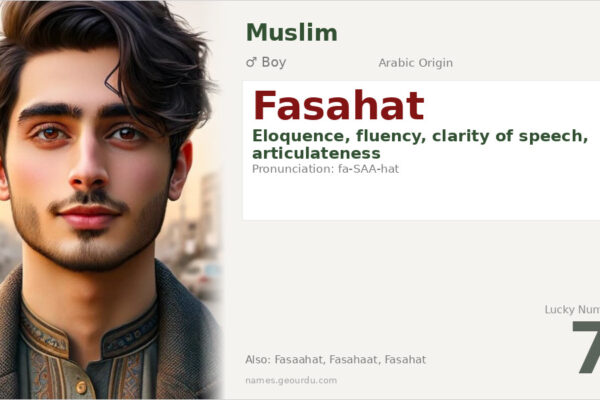 Fasahat Name Meaning — Arabic Origin, Boy Name & Details (2025)