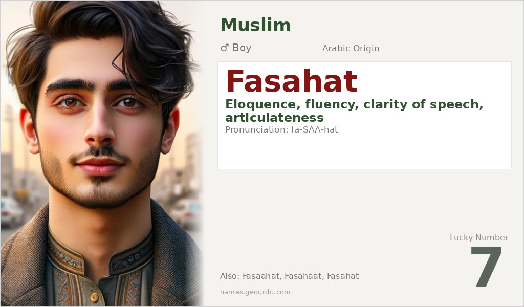 Fasahat Name Meaning and Details