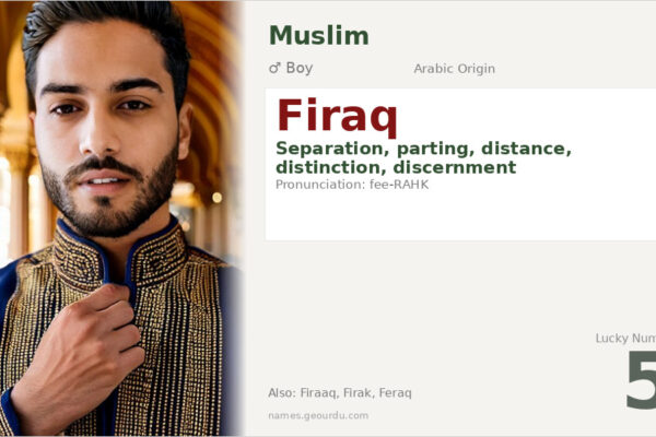 Firaq Name Meaning — Arabic Origin, Boy Name & Details (2025)