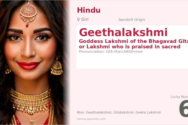 Geethalakshmi Name Meaning — Sanskrit Origin, Hindu Goddess & Details (2025)