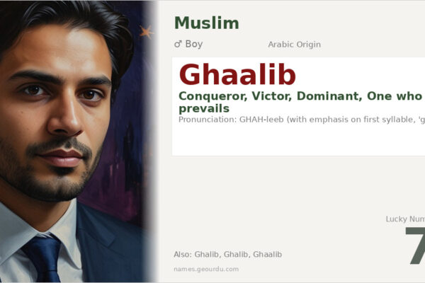 Ghaalib Name Meaning — Arabic Origin, Boy Name & Details (2025)