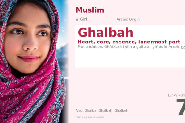 Ghalbah Name Meaning — Arabic Origin, Girl Name & Details (2025)