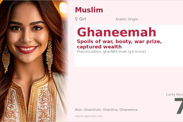 Ghaneemah Name Meaning — Arabic Origin, Girl Name & Islamic Details (2025)