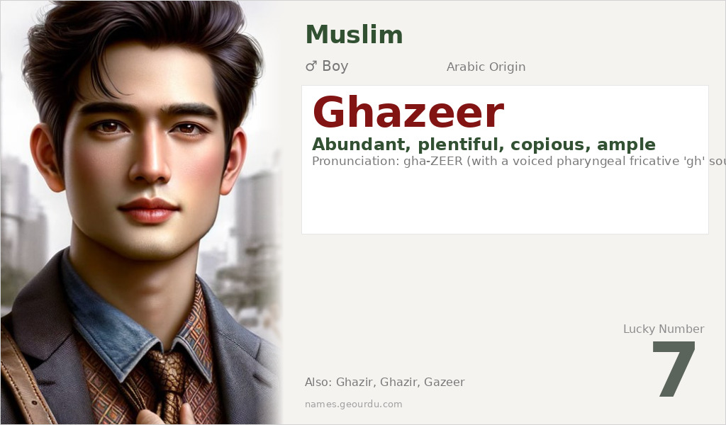 Ghazeer Name Meaning and Details