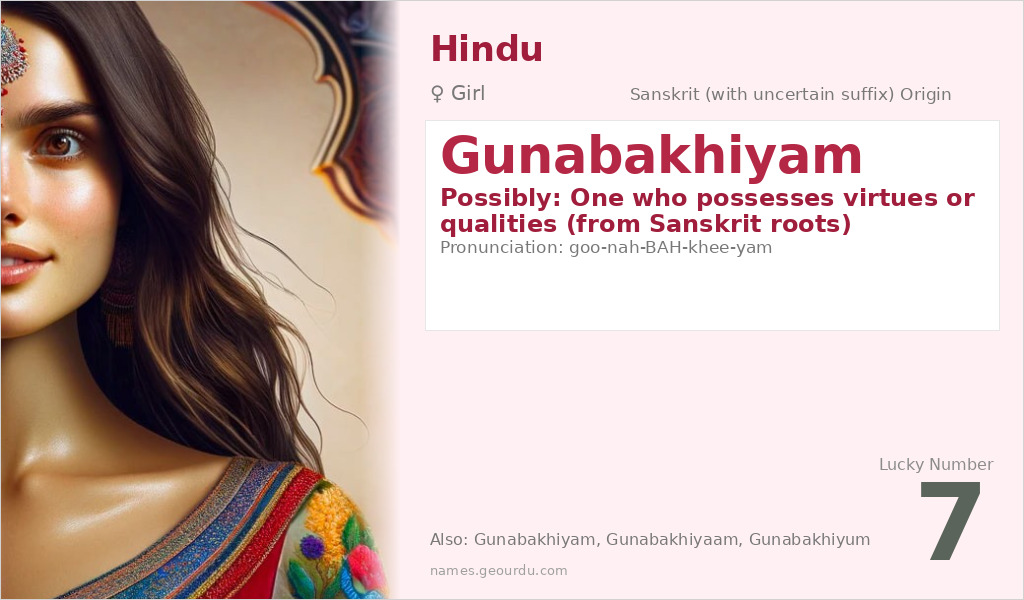 Gunabakhiyam Name Meaning and Details