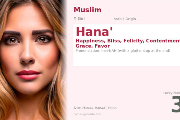 Hana’ Name Meaning — Arabic Origin, Girl Name & Details (2025)