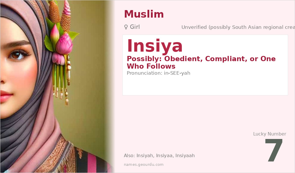Insiya Name Meaning and Details