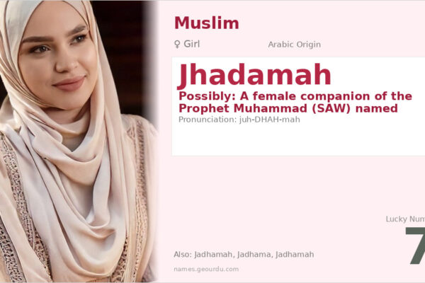 Jhadamah Name Meaning — Arabic Origin, Girl Name & Details (2025)