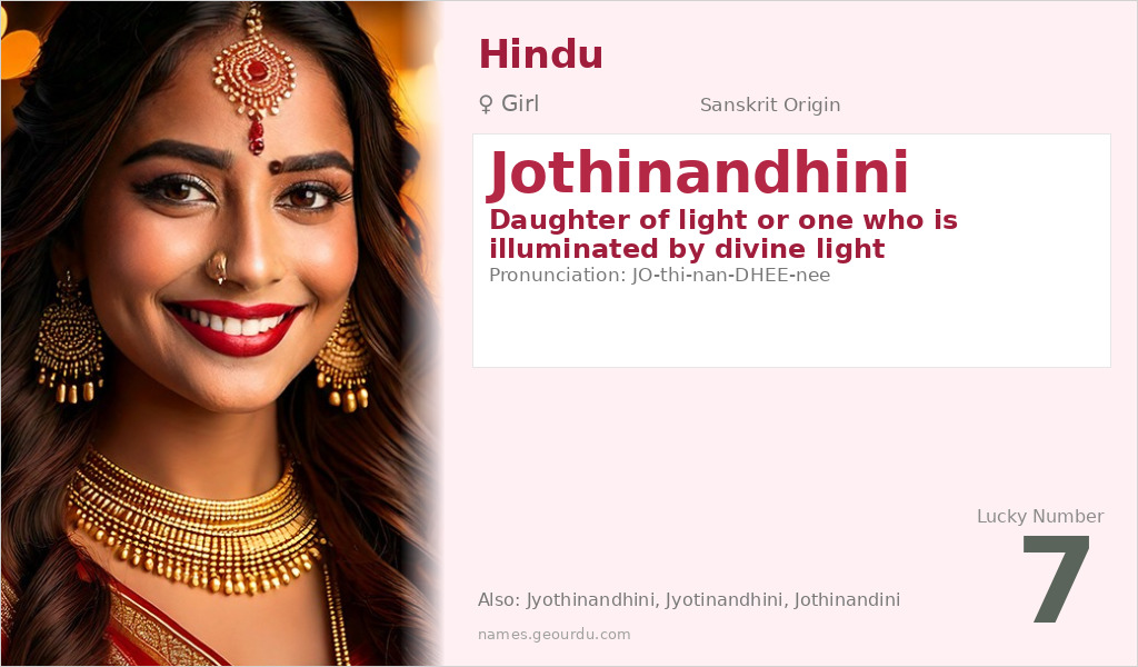 Jothinandhini Name Meaning and Details