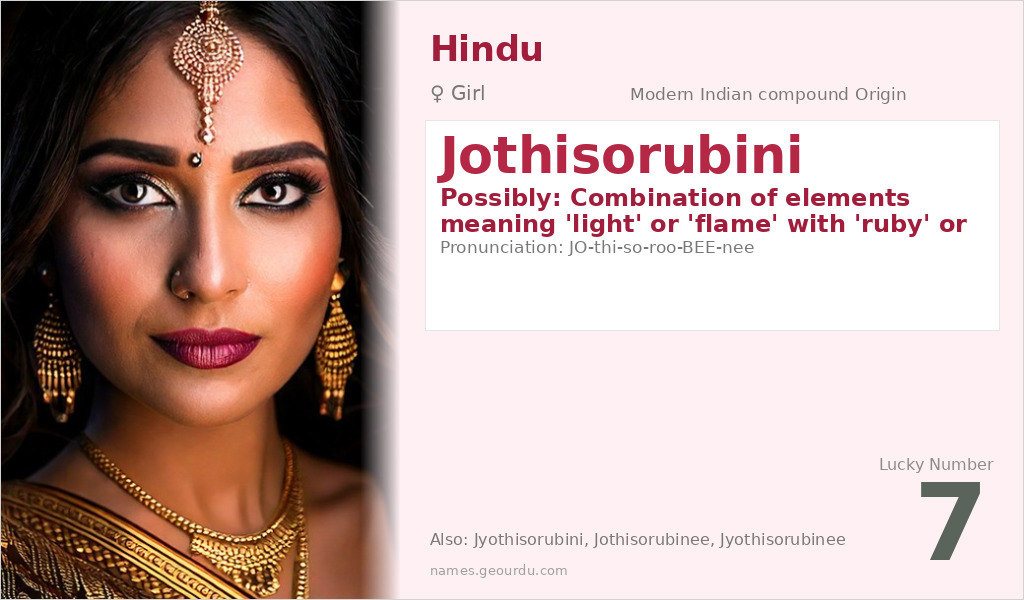 Jothisorubini Name Meaning and Details