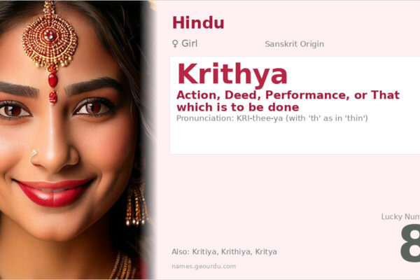 Krithya Name Meaning — Sanskrit Origin, Girl Name & Details (2025)