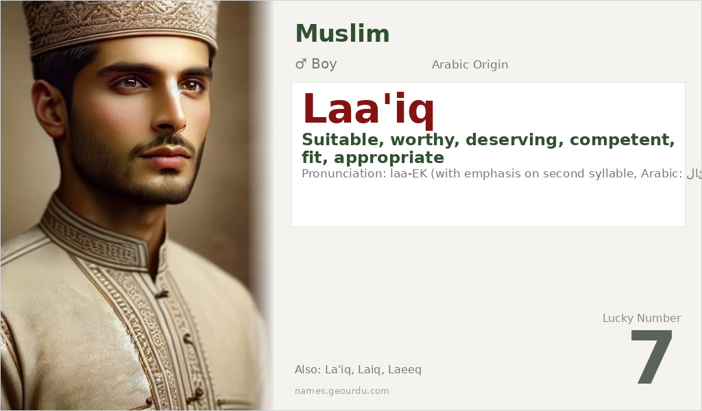 Laa'iq Name Meaning and Details