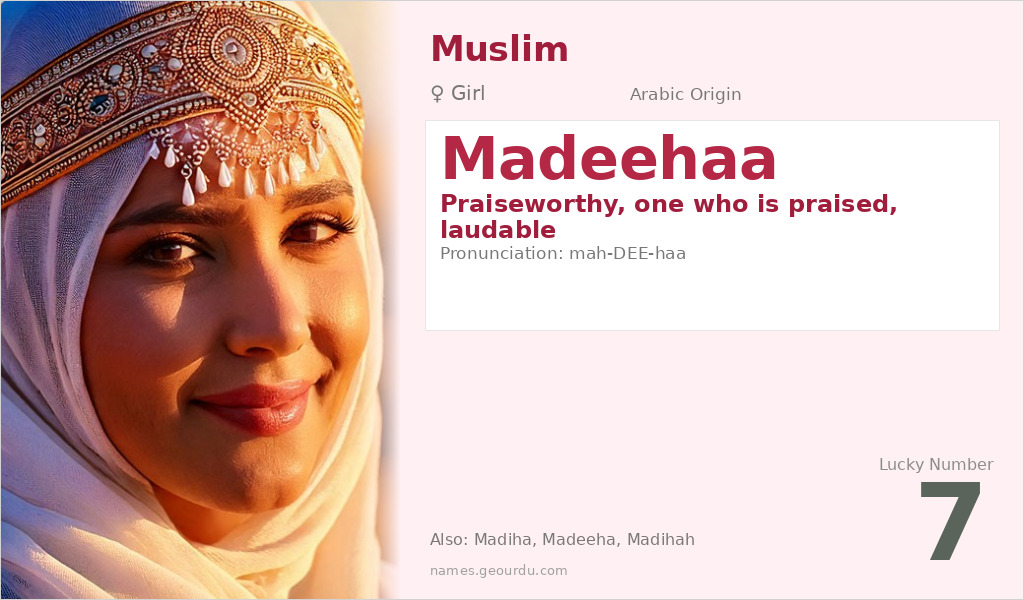 Madeehaa Name Meaning and Details