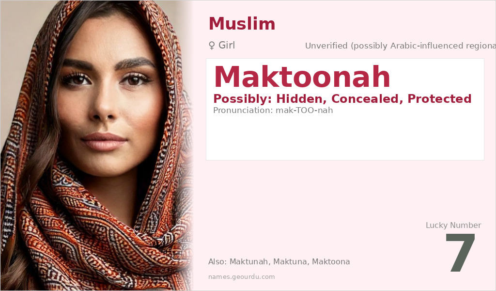 Maktoonah Name Meaning and Details