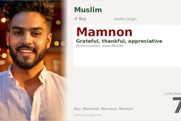 Mamnon Name Meaning — Arabic Origin, Boy & Details (2025)